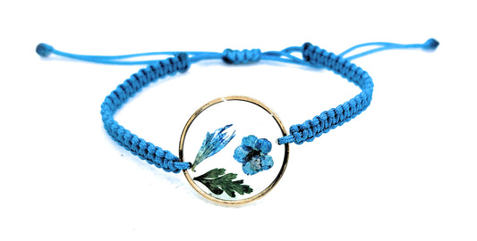 Armband Makramee blaue Blume