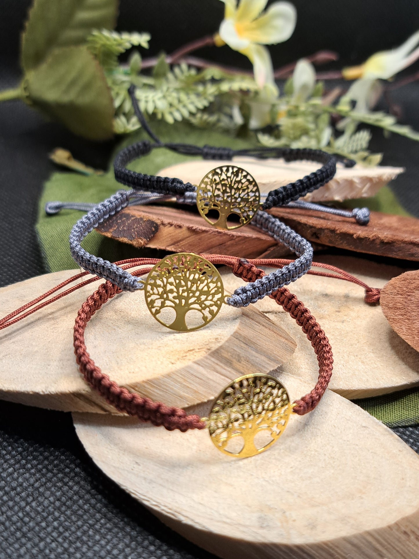 Armband Makramee Lebensbaum goldfarben