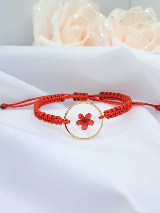 Armband Makramee rote Blume