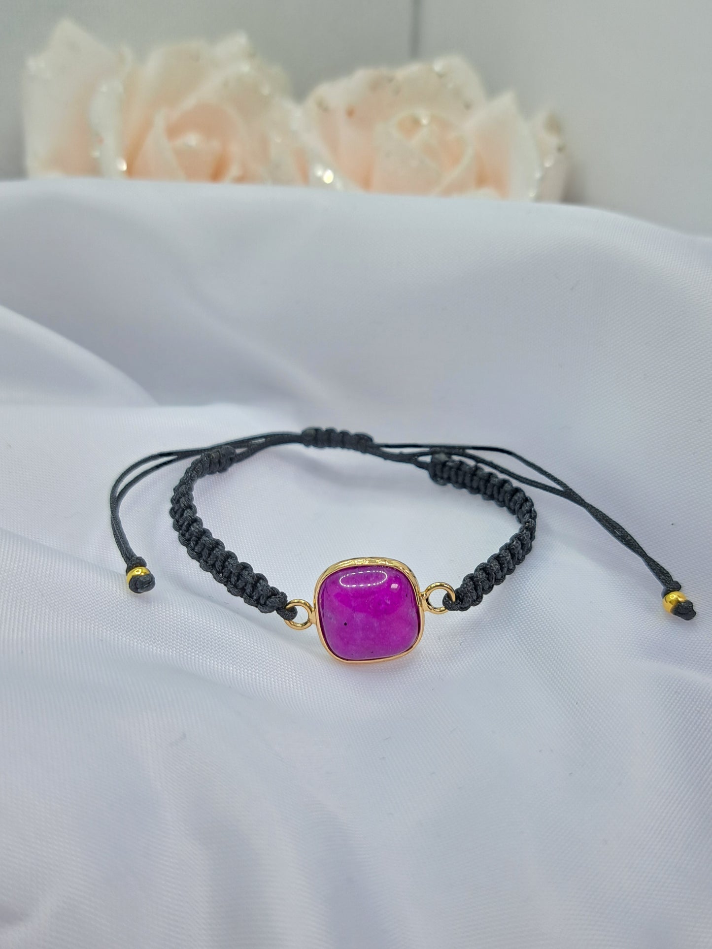 Armband Makramee Quarz-Stein purple-gold