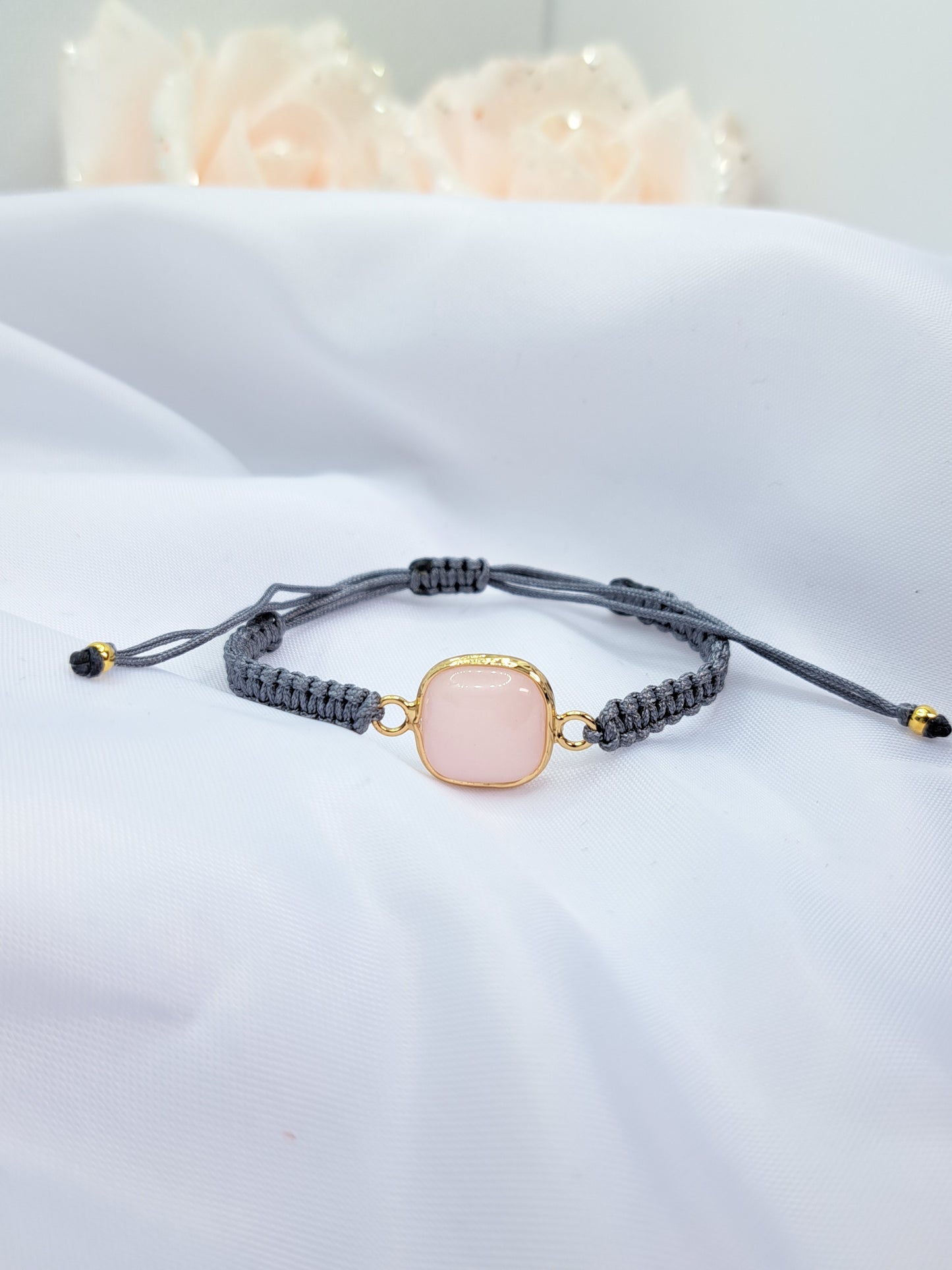 Armband Makramee Quarz-Stein rose-gold