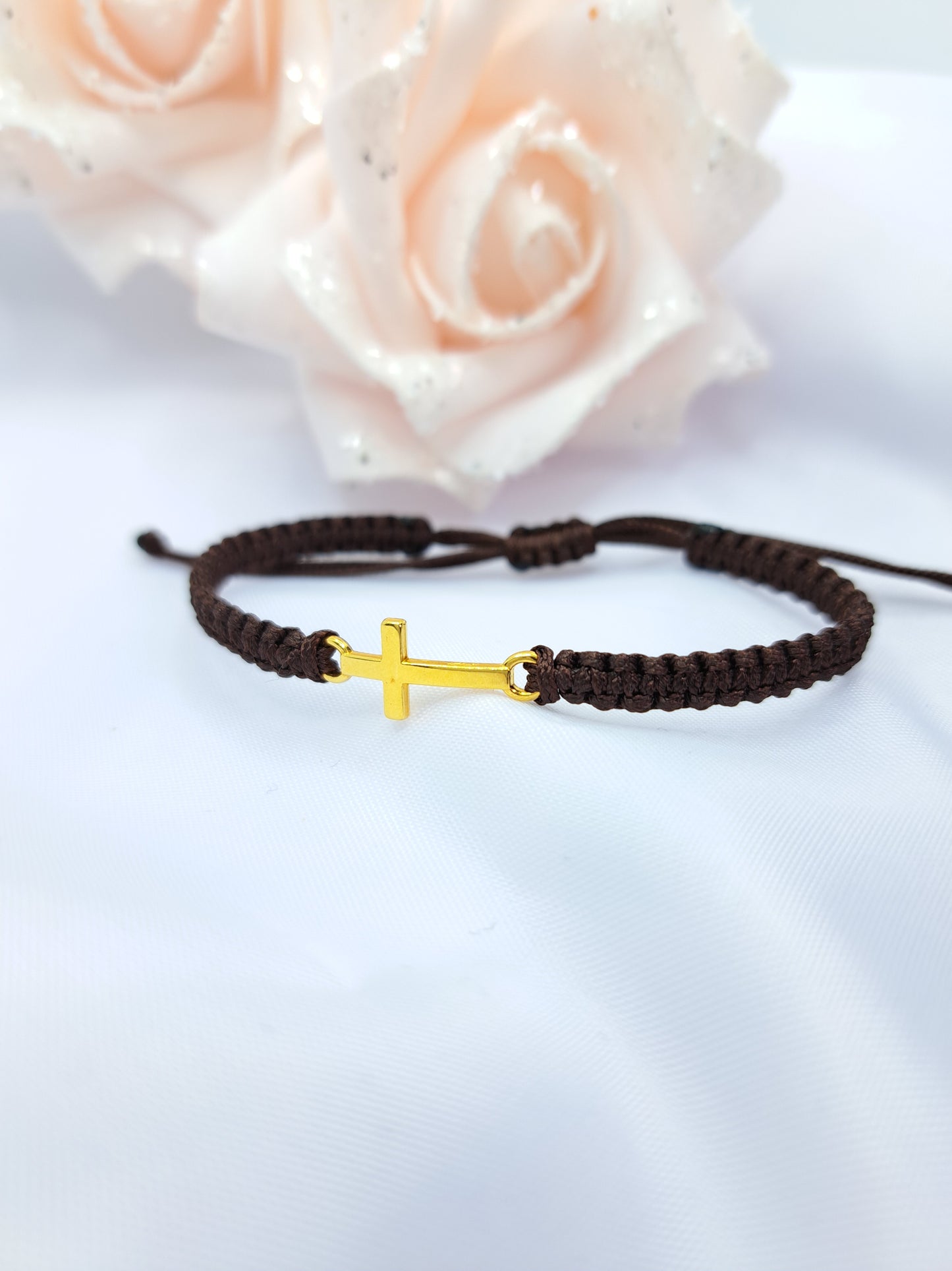 Armband Makramee Kreuz goldfarben